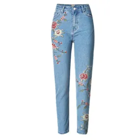 Women's Jeans Ninth Pants Embroidered Jeans High Waist Pencil Pants