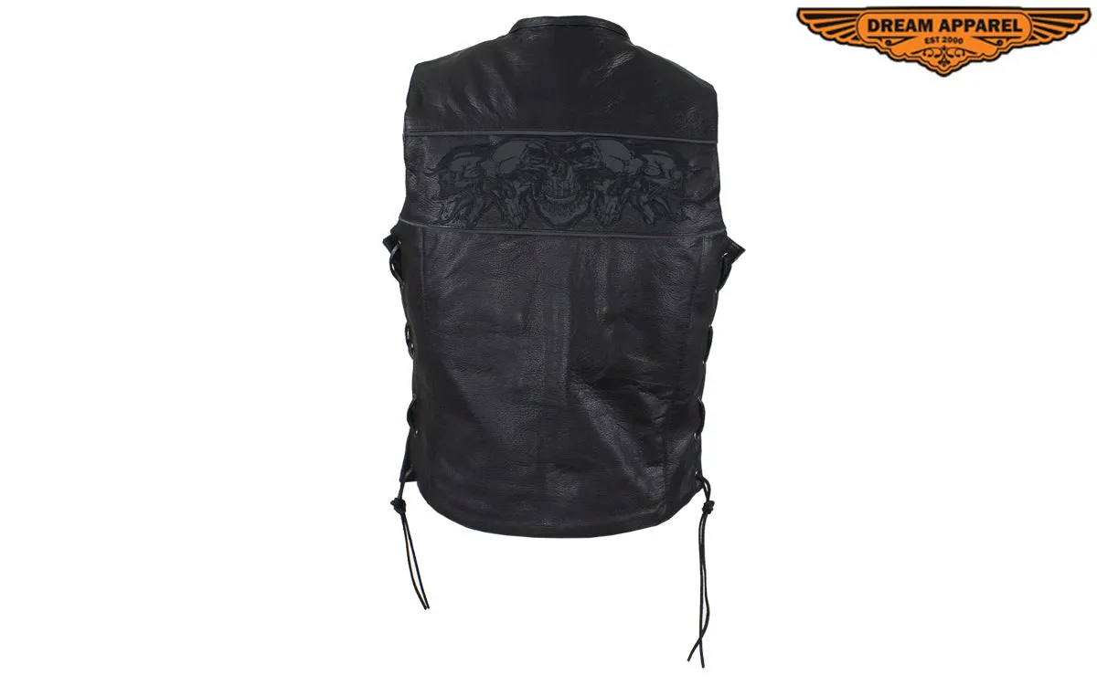 Womens Motorcycle Vest With Reflective Skulls
