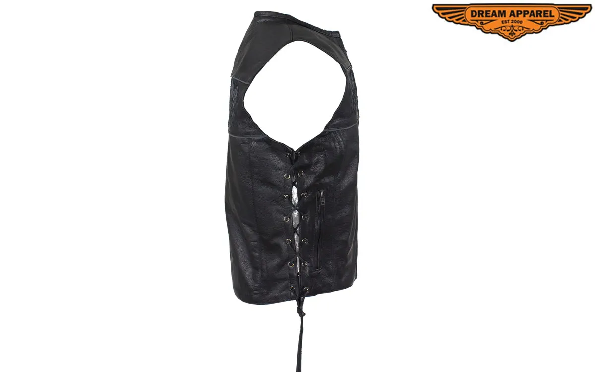 Womens Motorcycle Vest With Reflective Skulls