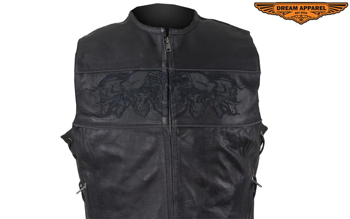 Womens Motorcycle Vest With Reflective Skulls