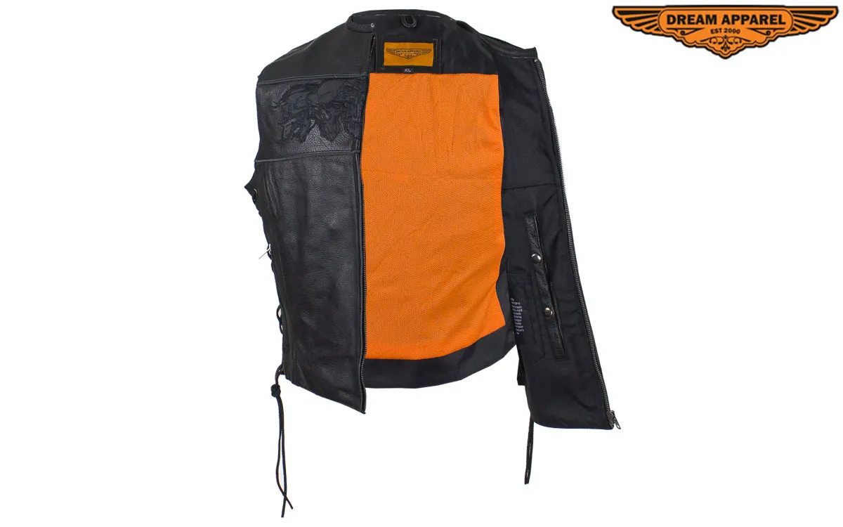 Womens Motorcycle Vest With Reflective Skulls
