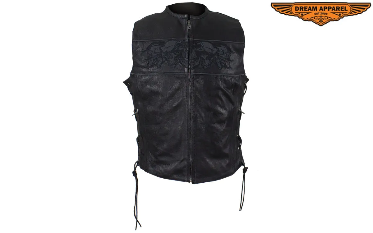 Womens Motorcycle Vest With Reflective Skulls