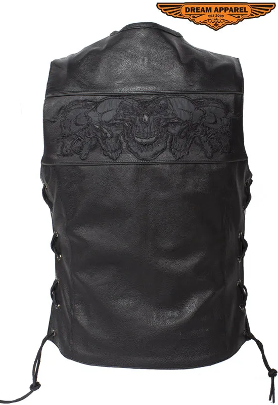 Womens Motorcycle Vest With Reflective Skulls