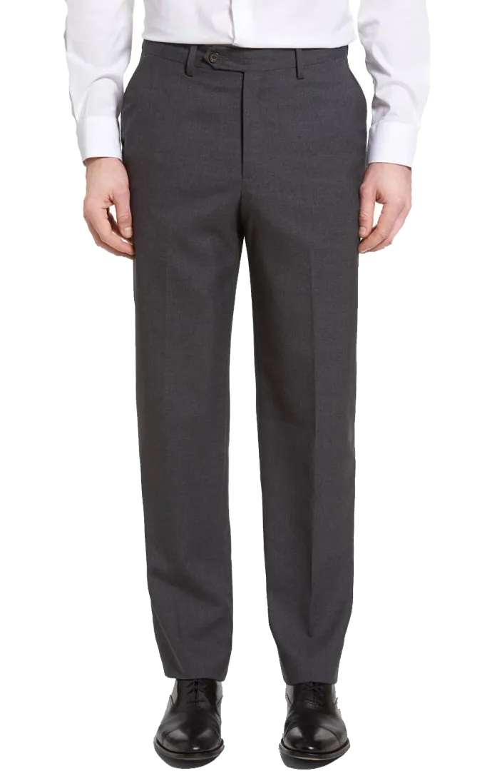 Wool Tropical Plain Weave<br>Flat Front<br>Long Rise