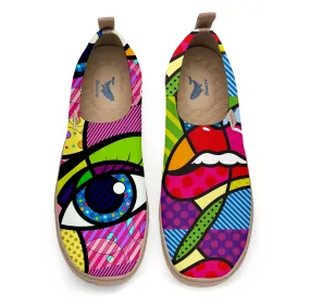 Yiume Women's Art Slip-On Shoes Comfortable Breathable Knit Casual Footwear,Abstract Eye