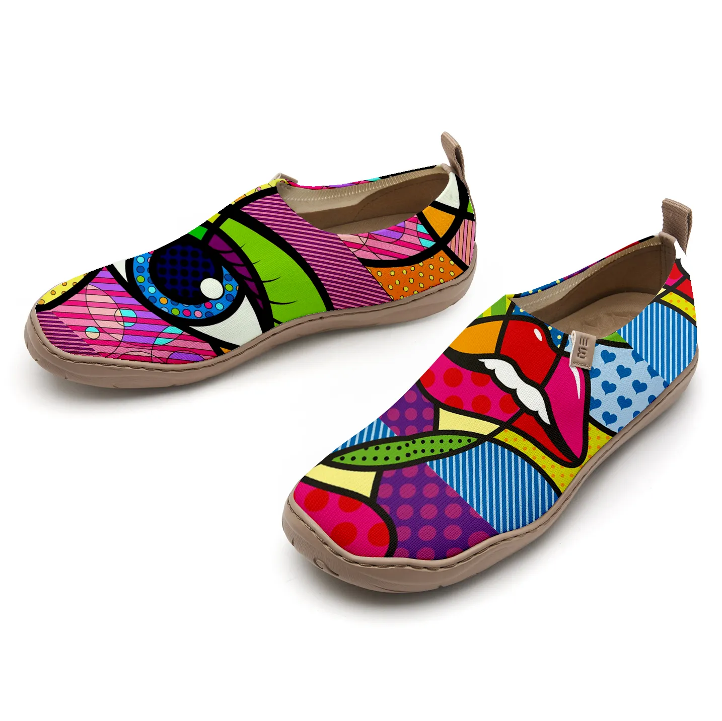Yiume Women's Art Slip-On Shoes Comfortable Breathable Knit Casual Footwear,Abstract Eye