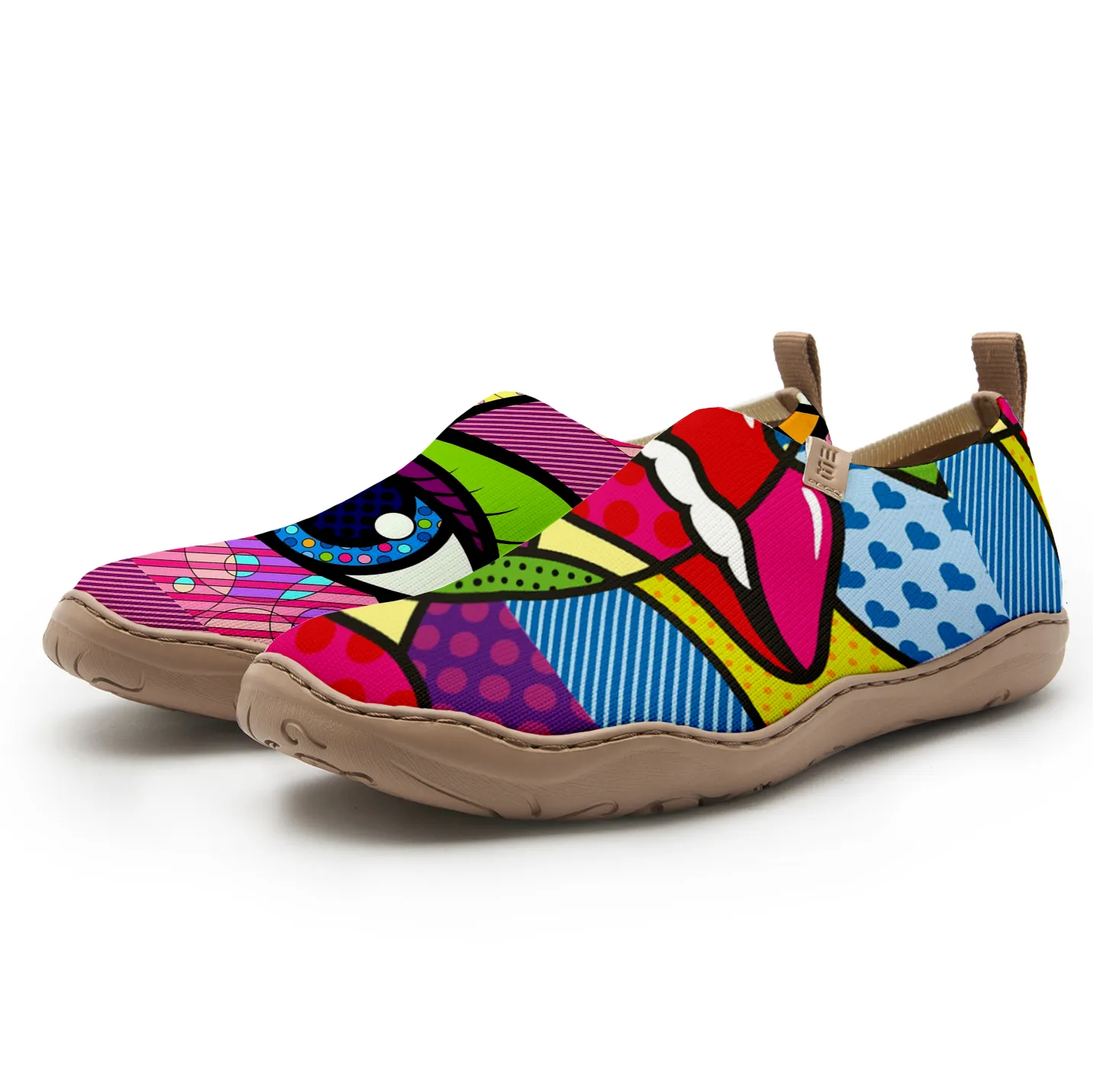 Yiume Women's Art Slip-On Shoes Comfortable Breathable Knit Casual Footwear,Abstract Eye