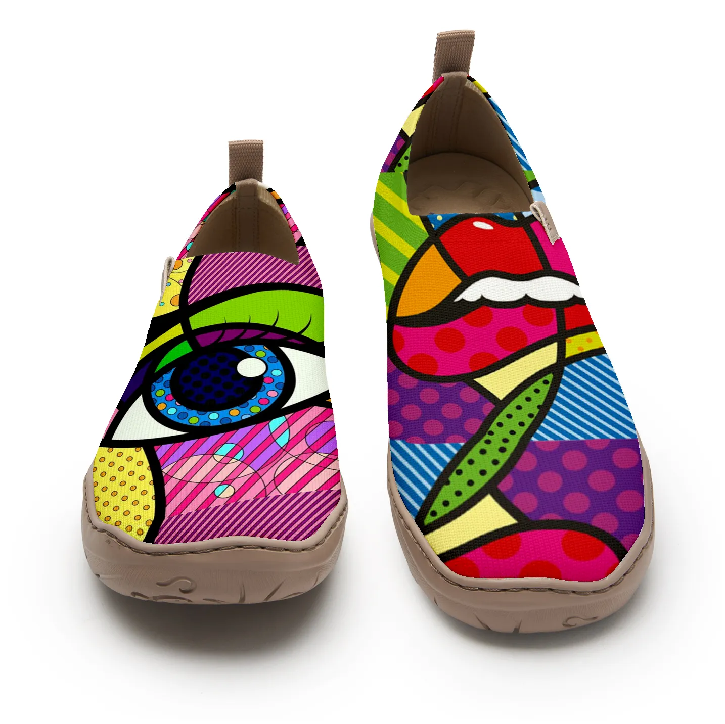 Yiume Women's Art Slip-On Shoes Comfortable Breathable Knit Casual Footwear,Abstract Eye