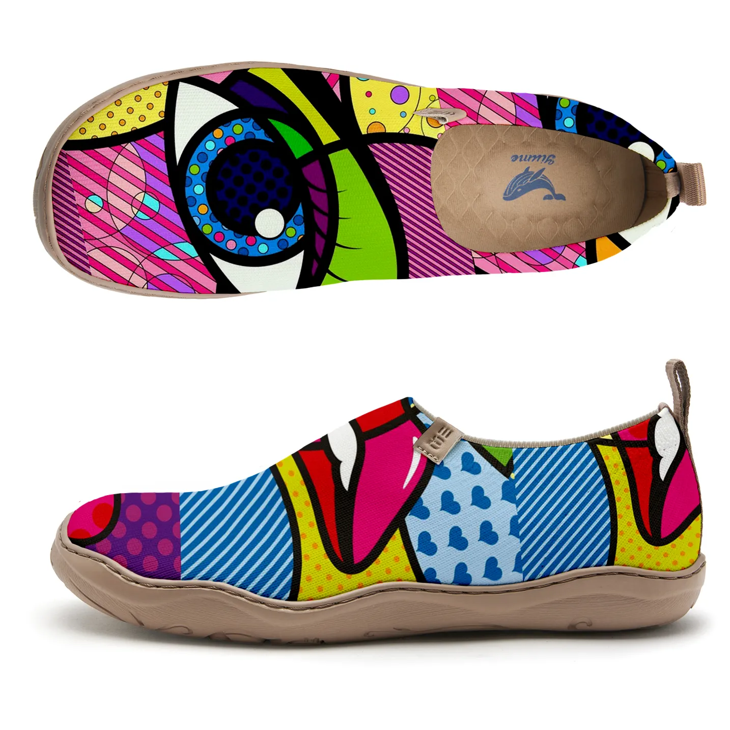 Yiume Women's Art Slip-On Shoes Comfortable Breathable Knit Casual Footwear,Abstract Eye