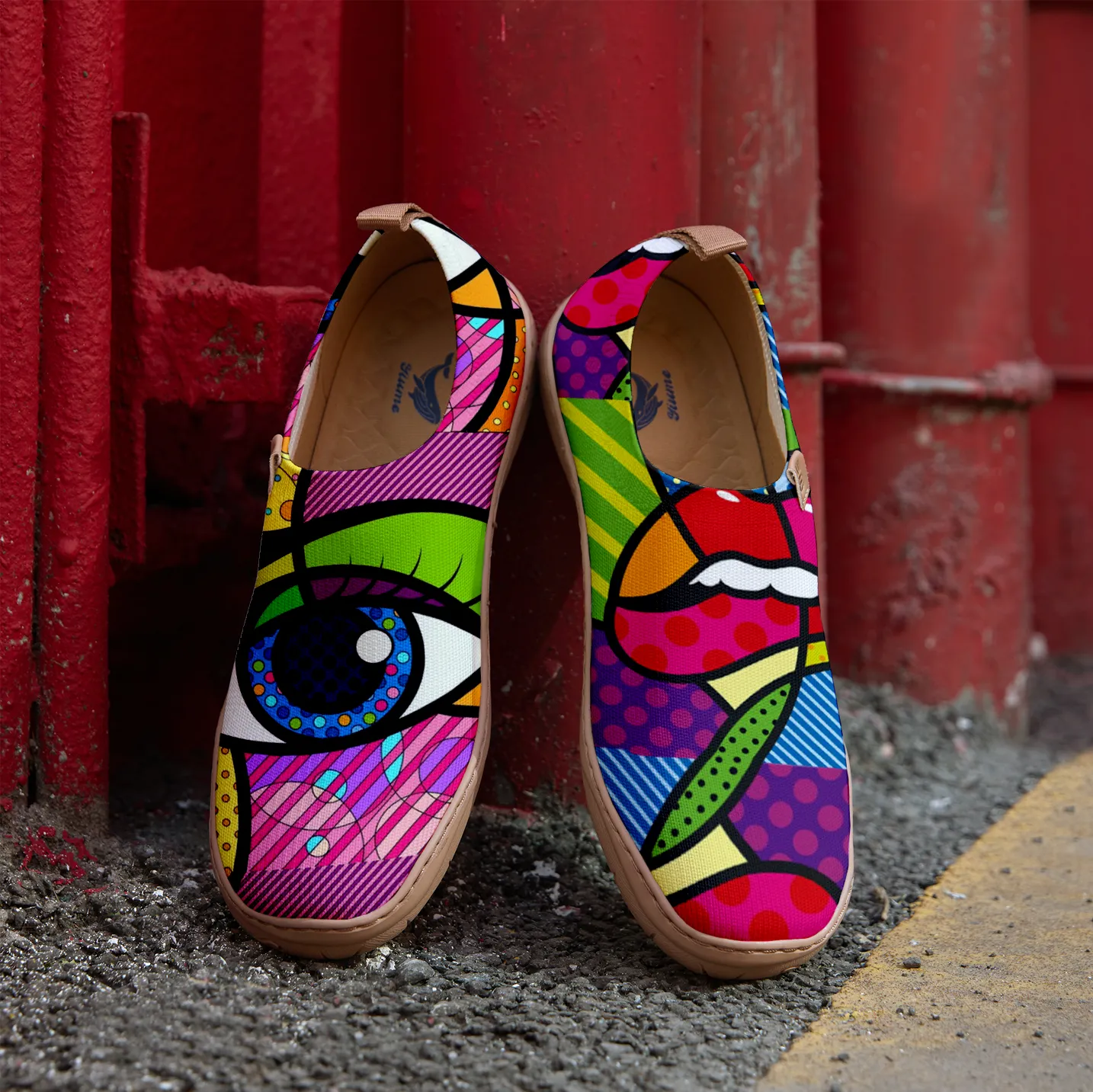 Yiume Women's Art Slip-On Shoes Comfortable Breathable Knit Casual Footwear,Abstract Eye