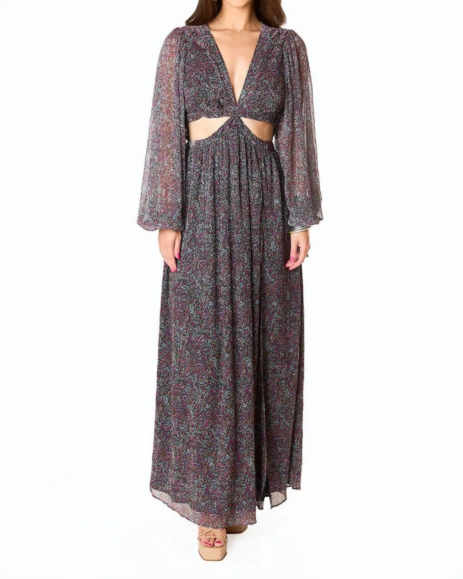 Yvonne Long Sleeve Maxi Dress In Ozark | Ozark