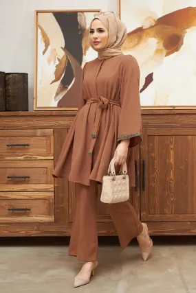 ZRF Women Spanish Flared Pants Tunic Set - Camel - Luton