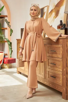 ZRF Women Spanish Flared Pants Tunic Set - Mink - Huamantla